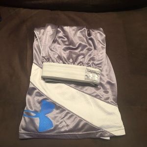 Under Armour Gray White & Blue Basketball Shorts